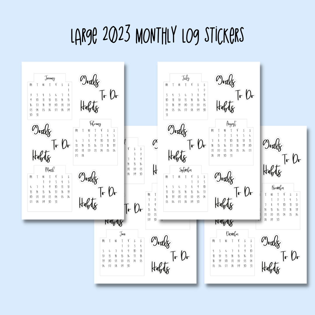 Journal Junkies Monthly Log Stickers 2023 Large Stickers