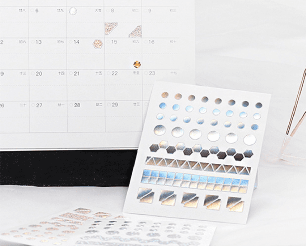 Calendar Dots Holographic Stickers, Planner Supplies