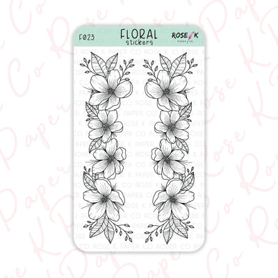 Floral Border Rose K Paper Co Decorative PLanner Stickers