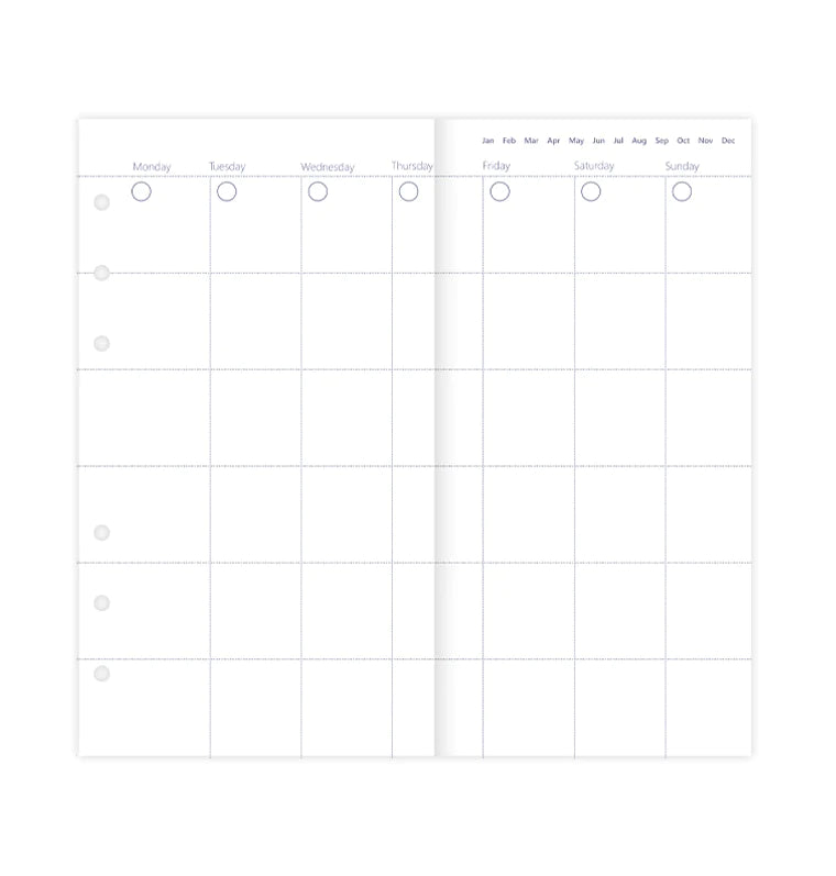 Filofax Loose Leaf Refill | Personal Undated Monthly Calendar folded