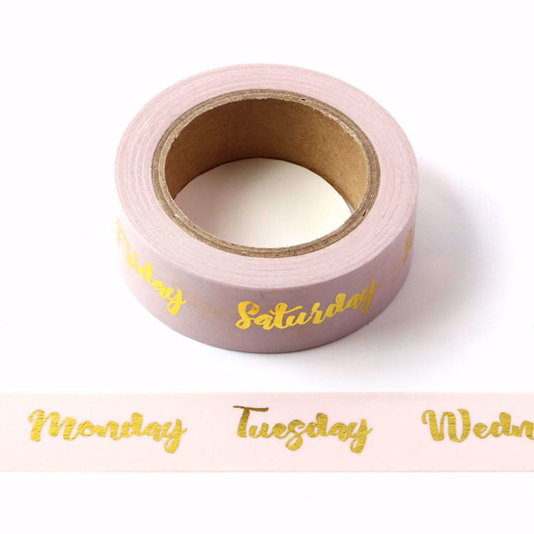 Journal Junkies NZ Medium Washi Tape Buy Pink Days of the week JJ-W-180