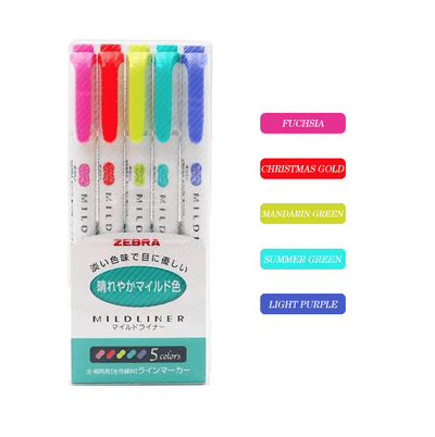 Zebra mildliners teal pack bright and bold