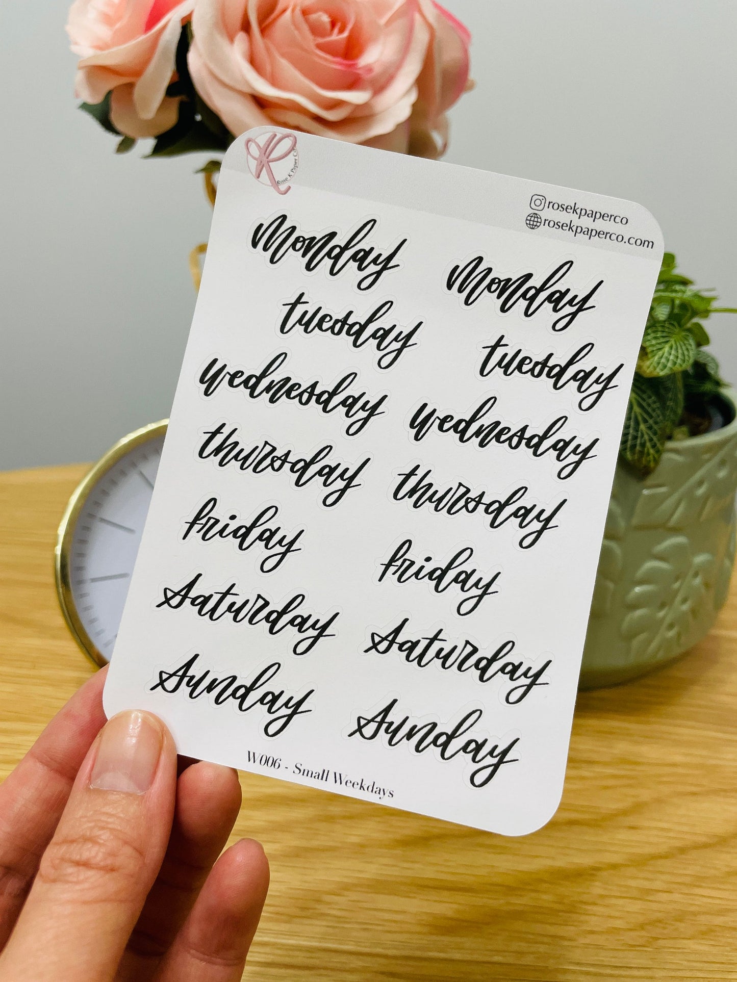 Rose K Paper Co Planner Stickers | Fancy Hand-lettered Days Of The Week Cover