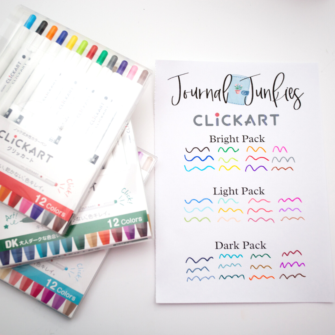 Zebra Click Art Pens NZ Journal Junkies All Pack Swatch