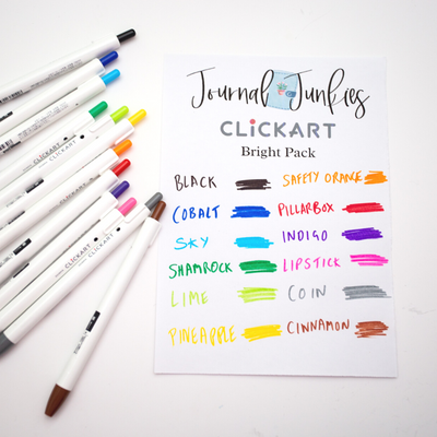 Zebra Click Art Pens NZ Journal Junkies Bright Pack Swatch