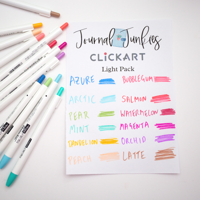 Zebra Click Art Pens NZ Journal Junkies Light Pack Swatch