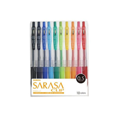 Zebra Sarasa Clip Best Gel Pens 0.5mm 10 Colour buy New Zealand