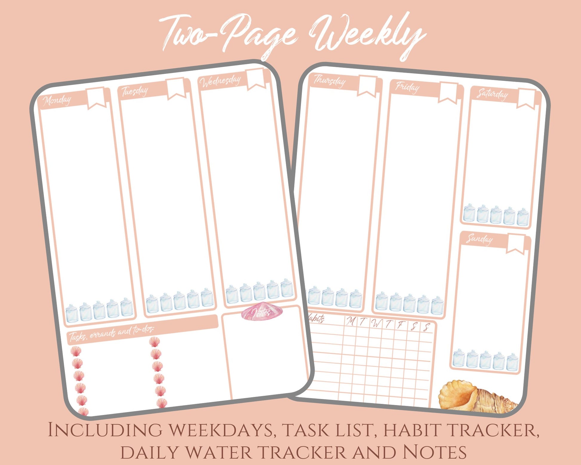 Shell Yeah! Bullet Journal Printable PDF Template for Summer at the Be –  Journal Junkies Store